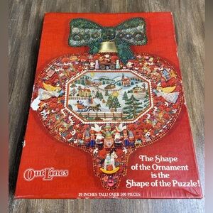 Vtg Christmas Out Lines Puzzle 29” T Picture is an Ornament